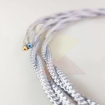 Fonott textil kábel ezüst - 2x0,75