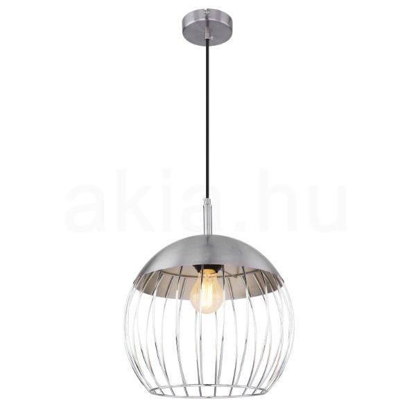 MURRO-300 Függeszték matt króm-króm, fekete textil kábellel