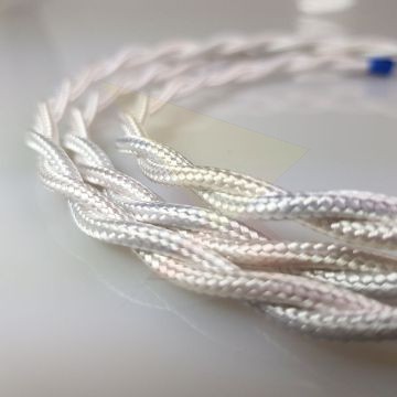 Fonott textil vezeték, fényes fehér - 2x0,75