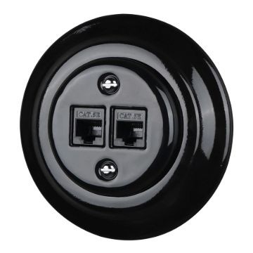 Dupla RJ45 aljzat fekete porcelán kerettel