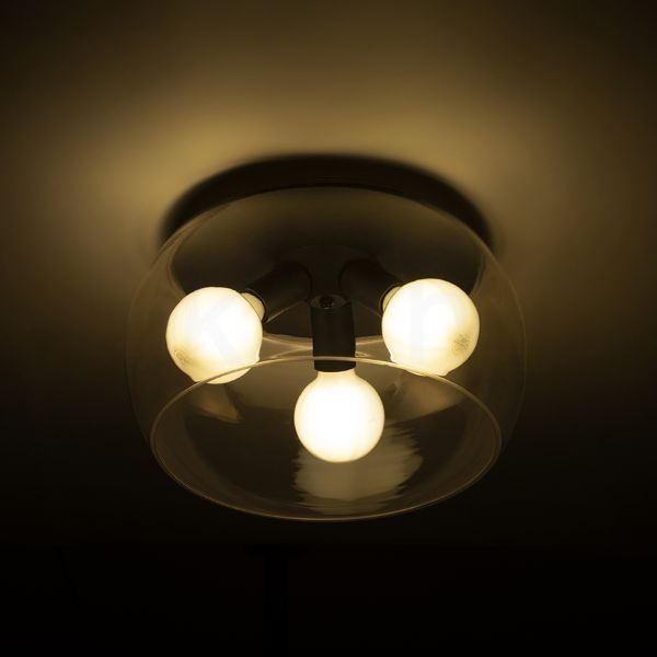 AMANDA mennyezeti lámpa matt fekete tiszta üveg 230V LED E27 3x15W