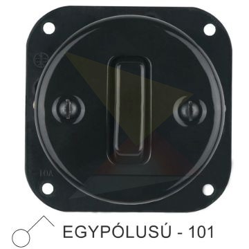 Egyes billenő porcelán kapcsolóbetét, fekete, egypólusú