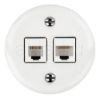 Fehér falon kívüli 2xCAT.5E porcelán falicsatlakozó aljzat