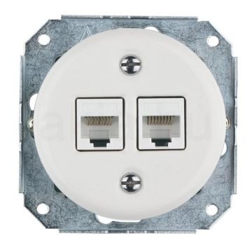 Dupla RJ45 aljzat betét fehér színben