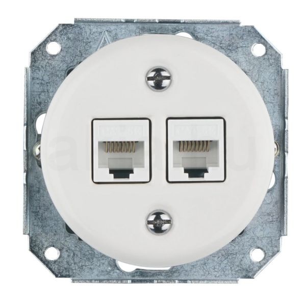 Dupla RJ45 aljzat betét fehér színben