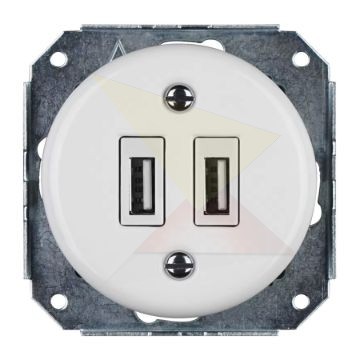 Fehér porcelán USB csatlakozó aljzat betét