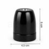Fekete E27 porcelán foglalat egyenes kialakítással