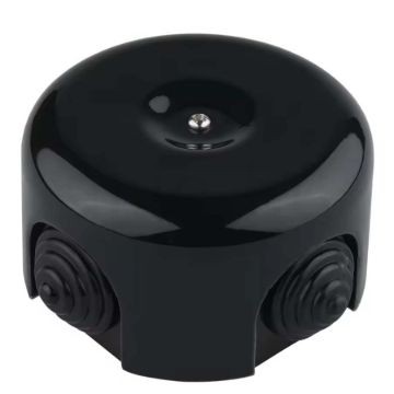 Fekete porcelán falon kívüli kötődoboz 78×45 mm méretben