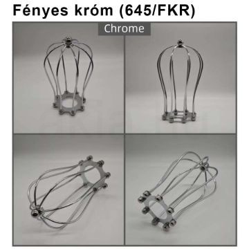 Fényes króm fém lámpa rács – csepp alakú, E27 búratartós rögzítéssel