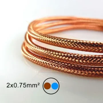 Vörösréz fémszövet borítású dekor vezeték 2×0,75 mm²