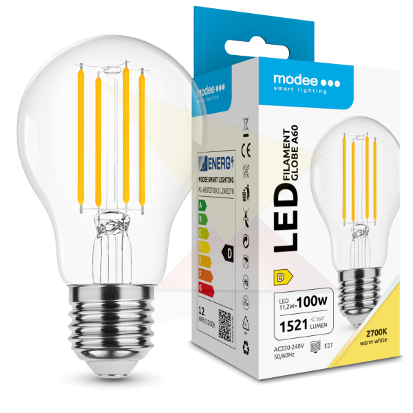 Modee LED Izzó Filament A60 11,2W E27 320° 2700K (1521 lumen) ERP