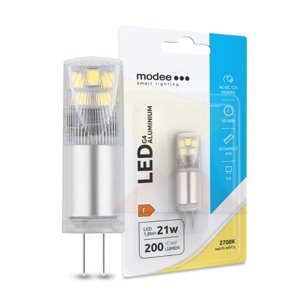 Modee Lighting LED Izzó G4 Aluminium AC-DC 12V 1,8W 2700K (200 lumen) ERP B1