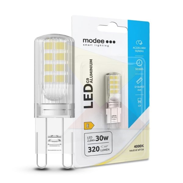 Modee Lighting LED Izzó G9 Alumínium 2,6W 4000K (320 lumen) ERP B1