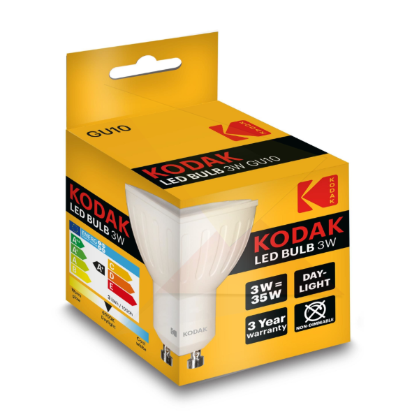 Kodak LED Izzó Spot Alu-Plastic 3W GU10 110° 6000K (240 lumen)