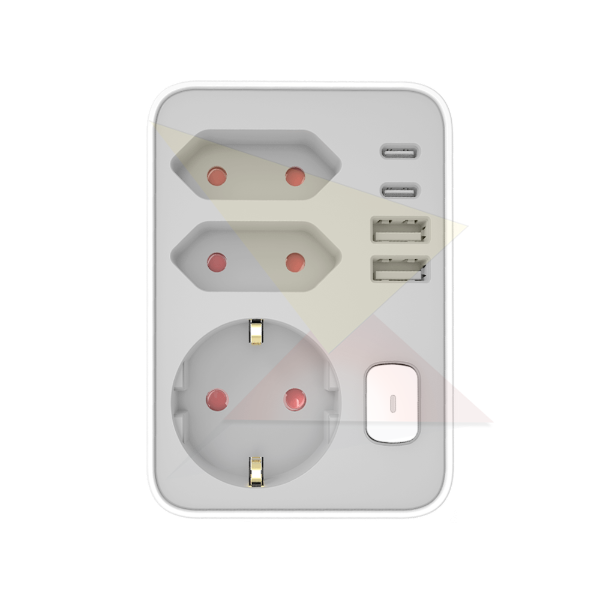 Technik Professional WG Elosztó Fali 3 utas + 2 x USB-C + 2 x USB-A + kapcsoló