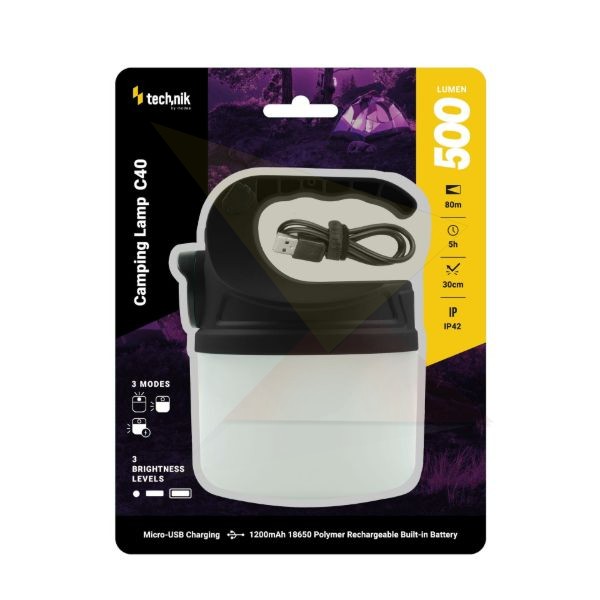 Technik Kempinglámpa C40 (akkumulátoros) LM/XPE LED + micro USB (350 lumen)