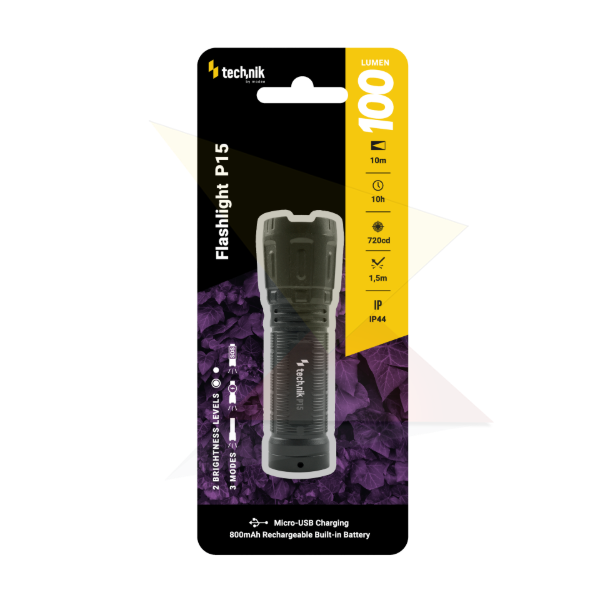 Technik Elemlámpa P15 (akkumulátoros) XPE LED + micro USB (100 lumen)
