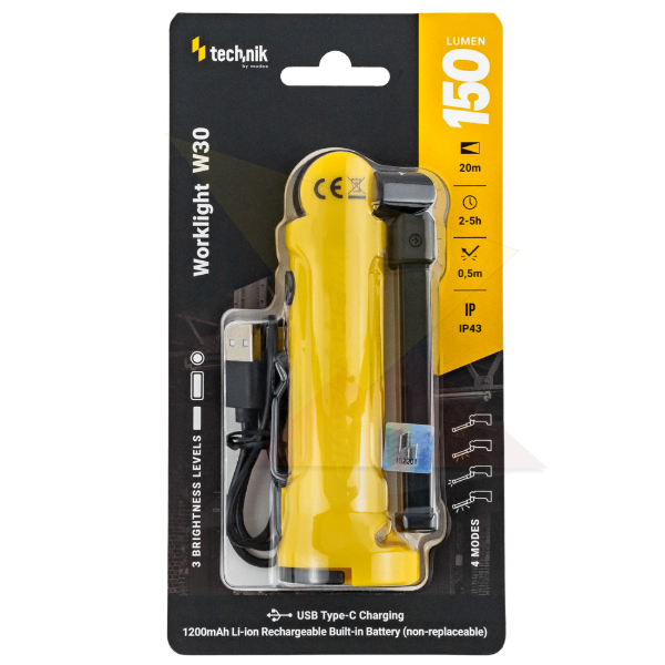 Technik Elemlámpa W30 (akkumulátoros - 1200mAh) COB + 1x2835 LED (150 lumen)