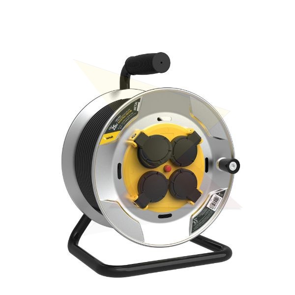 Technik Industrial Kábeldob 4-er 25m 1,5mm2 H07RN-F (IP44) 16A Fémház